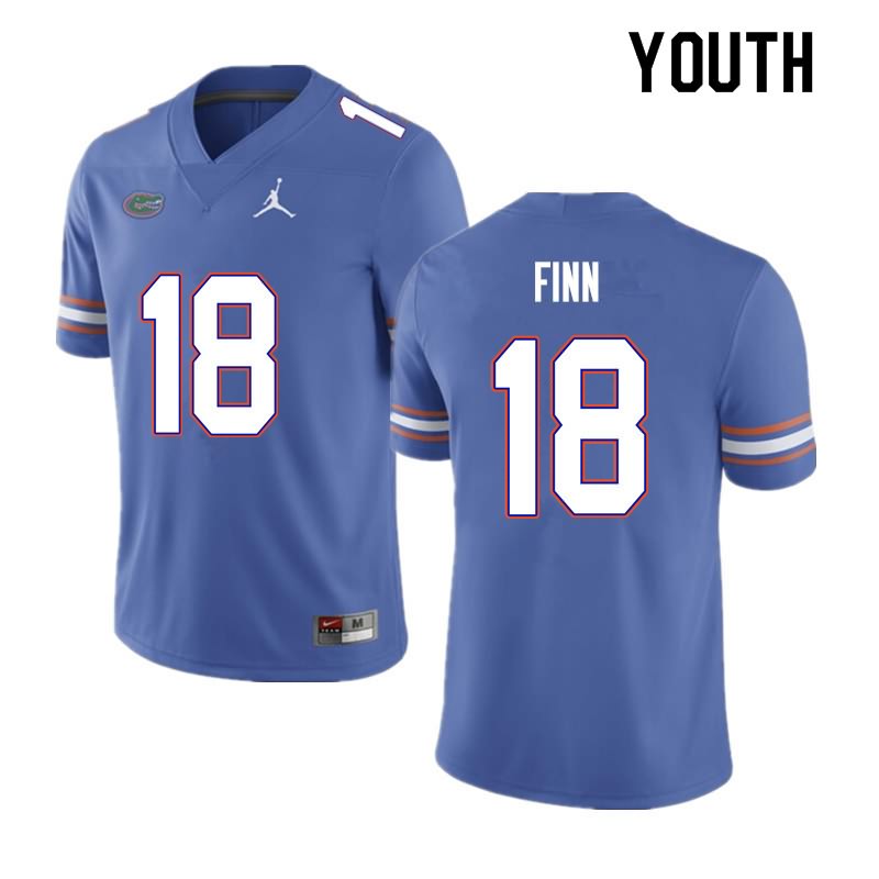 NCAA Florida Gators Jacob Finn Youth #18 Nike Blue Stitched Authentic College Football Jersey EOR5064BN